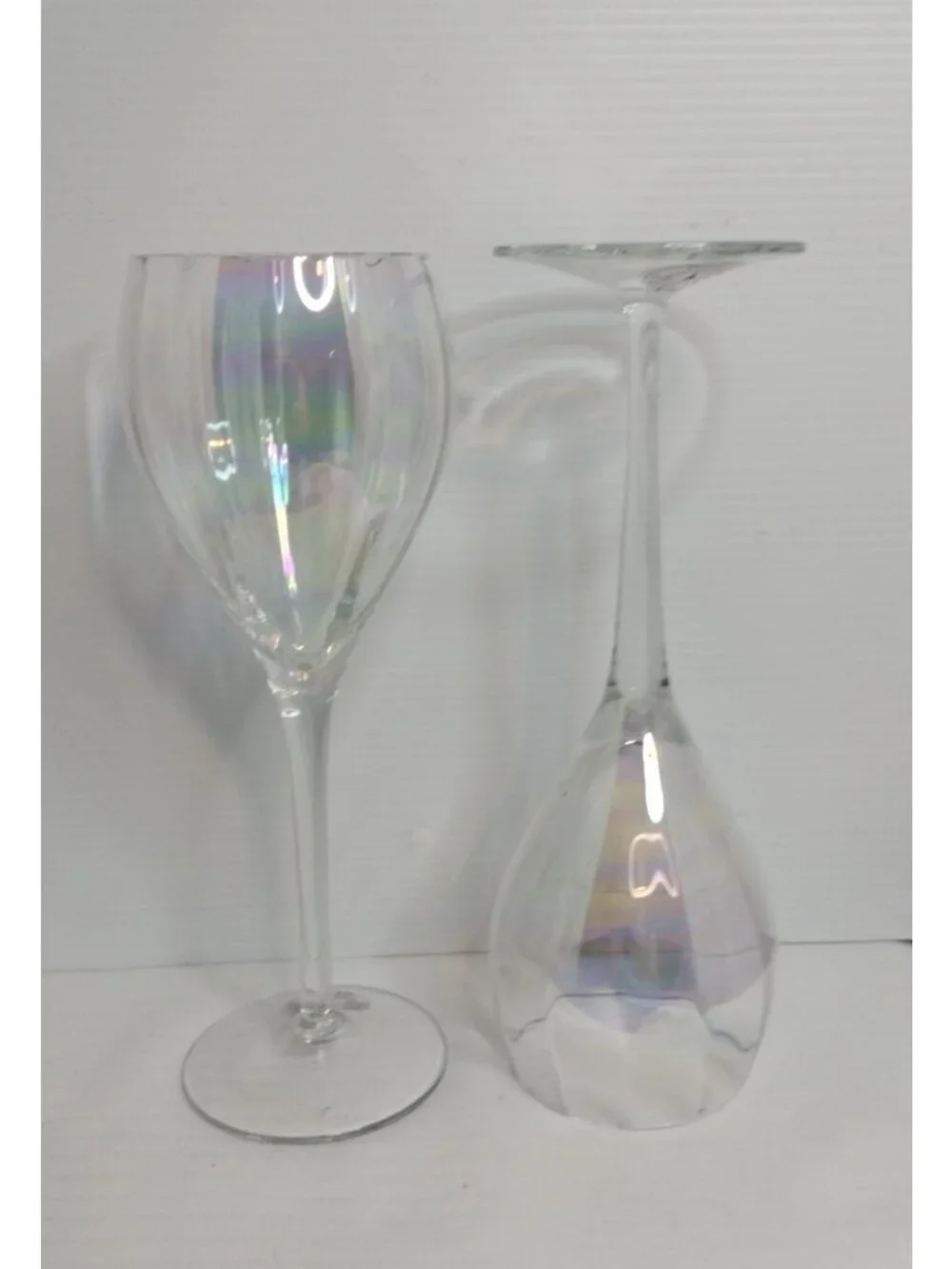 Hand blown Iridescent Toscany Wine SeT 6 Glasses Decanter W/Stopper Romania New